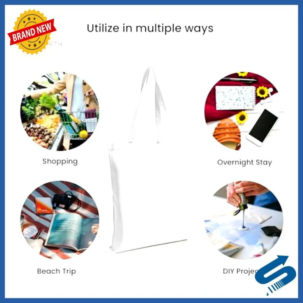 Reusable Cotton Tote Bags Bulk Pack Eco Friendly Versatile Shopping DIY